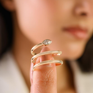 New Style Handmade Collection of 100% Natural Diamond Spiral <b>Wrap</b> Ring For <b>Wedding</b> K14 Solid Yellow Gold Unique Designer Jewelry - Product Image 2