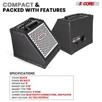 Amplificateur de batterie électrique professionnel 80W avec haut-parleur de 8 pouces et égaliseur 3 bandes Modèle D0100XUCDXV