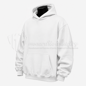 Sweat-shirt à capuche blanc pour homme, coupe ample, 100% coton, molleton français, pull décontracté avec poche avant, vêtements d'hiver - Product Image 3