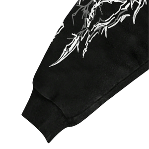 Black <b>Gothic</b> Graphic Pullover <b>Hoodie</b> Streetwear Long Sleeve 100% Cotton Oversized Wholesale Casual Fashion Apparel Clothing - Product Image 6