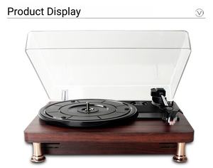 공장 공급 3단 속도 비닐 턴테이블 플레이어 빈티지 우드 스테레오 스피커 포함, 고품질 레코드 플레이어 가정용 음악 - Product Image 2
