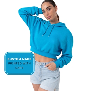 Women's Green Solid Hooded Cropped Sweatshirt Long Sleeve Knitted Polyester Breathable Casual Winter Wear with <b>Zippers</b> - Product Image 2
