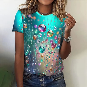 Camiseta Casual de Mujer de Manga Corta con Estampado de Corazón 3D Colorido, Ecológica, de Secado Rápido, Transpirable, para Primavera/Verano - Product Image 4