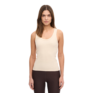 Women's Short Ribbed Knitted Gym Fitness Tank <b>Top</b>-Quick Dry Anti-Pilling Breathable Customizable Cotton Fabric Ribbons - Product Image 1