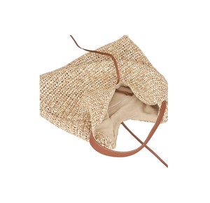 Stay fashionable and polished with this lightweight Natural yarn <b>bag</b> tailored with a distinctive leather strap for looks - Product Image 5