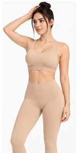 Women Fitness Yoga Set High Waist <b>Leggings</b> Strappy Sports Bra Pilates Gym Workout Activewear Custom Logo Breathable Stretch - Product Image 5