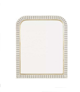 Miroir mural suspendu en verre au design vintage moderne, incrustation colorée en os, cadre décoratif pour salle de bain, hôtel et maison - Product Image 1