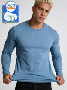 Camiseta de Manga Larga para Hombre, Nueva Colección Primavera/Otoño, 100% Algodón, Logotipo Frontal, 220g, Diseño Moderno, Cómoda y Agradable al Tacto - Product Image 5