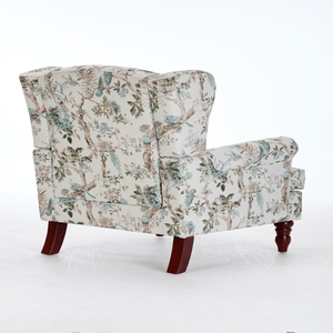 Sillón Moderno con Diseño Floral y Patas de Madera Retro, Cómodo Sillón Tapizado para una Persona, para Sala de Estar o Dormitorio - Product Image 6