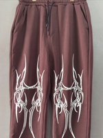 Pantalon de survêtement personnalisé pour homme, imprimé flamme tribale, style Y2K, coupe oversize, en molleton, motif graphique, jambes larges