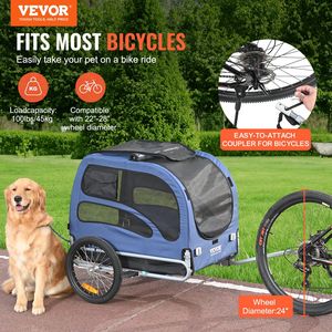 Blue/Black Folding <b>Dog</b> <b>Bike</b> Trailer Supports 100 Lbs Easy Bicycle <b>Carrier</b> Quick Release Wheels Universal Bicycle Pet <b>Carrier</b> - Product Image 2