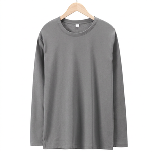 เสื้อยืดคอกลมแขนยาวผู้ชาย T Plus สีดำล้วน ผ้าฝ้ายเจอร์ซีย์ ระบายอากาศได้ดี แบบลำลอง - Product Image 3