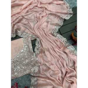 Sari de soirée de créateur avec sequins et broderies pour les occasions de club - Product Image 1