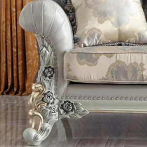 Luxury European Style Living Room <b>Sofa</b> <b>Set</b> Solid Teak Wood Carved Upholstered Couch for Villa Hotel Classic Furniture - Product Image 4