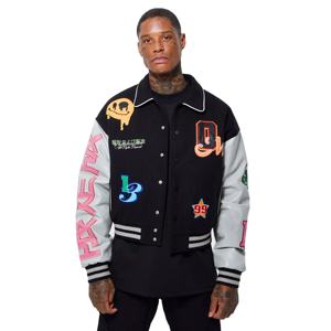 Veste de baseball en chenille brodée personnalisée, design tendance, manches en cuir véritable, tissu en laine, style décontracté, universitaire, toute nouvelle - Product Image 1