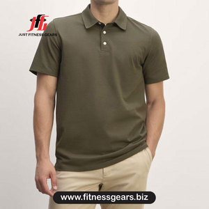 Polo de Manga Corta para Hombre, Color Sólido, Algodón Piqué, Transpirable, Corte Casual, Amarillo - Product Image 3