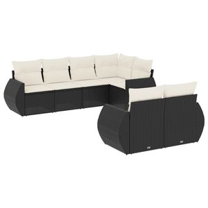 Ensemble de canapés de jardin noir et blanc crème - Product Image 2