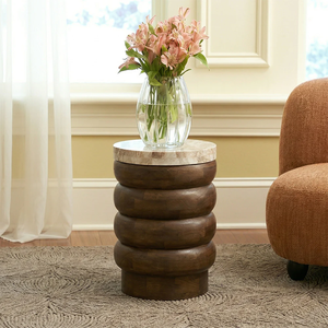 Modern <b>Solid</b> <b>Wood</b> Multi-functional Convertible Extendable Nightstand Marble <b>Top</b> End <b>Table</b> - Walnut - Product Image 6