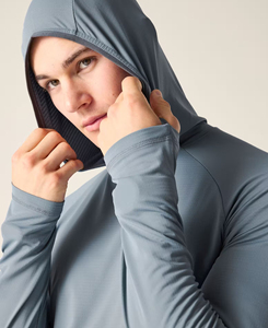 Sweat-shirt à capuche pour homme de qualité supérieure 2026, coupe ajustée, tricoté, séchage rapide, couleur unie, décontracté, pour l'automne, faible MOQ - Product Image 3