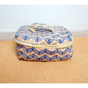 Bag Toiletry Cotton Quilted Cosmetic Set Handmade Indian Travel Kit for Small <b>Medium</b> Large Block Print Sponge Vanity <b>Case</b> - Product Image 3
