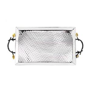 Plateau de service décoratif en métal martelé avec poignées sculptées en forme de grenade, plateau élégant pour la maison, la cuisine, la table à manger, centre de table - Product Image 6