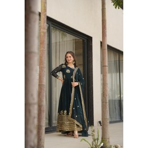 Beautiful Polyester Lehenga Choli Party Wear Gown and Dupatta - Product Image 2