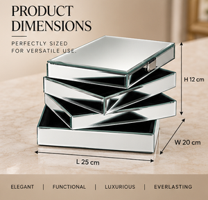 Silver <b>Mirror</b> Glass Jewelry Storage <b>Box</b> with Stacked Geometric Design Soft Lining Decorative Keepsake Organizer - Product Image 3