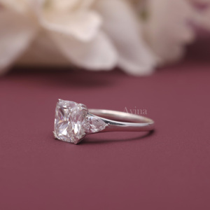 IGI Certified Lab Grown <b>Cushion</b> Diamond Three Stone Engagement <b>Ring</b> Solid 925 Sterling Silver <b>Cushion</b> Cut Diamond <b>Ring</b> - Product Image 5