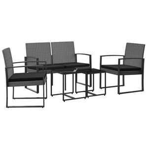 Juego de comedor de patio de 5 piezas de ratán PP gris oscuro con cojines Juegos de jardín - Product Image 2
