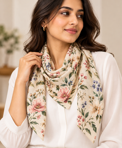 Pañuelo Hijab Cuadrado de Chifón con Estampado Floral, Ligero, para Mujer, para Uso Diario en Todas las Estaciones - Product Image 5