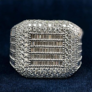 Anillos Finos de Diamantes VVS con Corte Baguette de Lujo Personalizados, Anillos Unisex de Plata de Ley 925 con Incrustaciones de Diamantes Estilo Hip Hop para Fiestas, Joyería Fina - Product Image 3