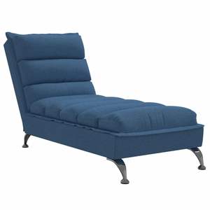 Chaise longue en tissu 100% polyester bleu, en contreplaqué avec acier chromé - Mobilier d'extérieur et d'intérieur haut de gamme - Product Image 2