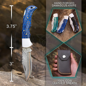 Cuchillo de Frutas de Alta Calidad con Hoja de Acero de Damasco y Cobre, Mango de Resina con Diseño de Panal, Cuchillo Plegable Portátil para Acampar al Aire Libre - Product Image 4