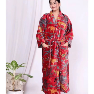 ชุดกิโมโนกำมะหยี่ลายเสือทำมือ แจ็คเก็ตเจ้าสาวคอวี ปิดด้วยเชือกผูก ระบายอากาศได้ดี ซักเครื่องได้ - Product Image 1