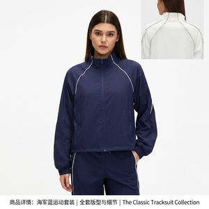 Women's Breathable Polyester <b>Track</b> <b>Jacket</b> Full Sleeve Stand Collar Zipper Closure Solid Color Regular Fit All Seasons - Product Image 4
