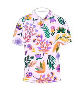 เสื้อโปโลผู้ชายสีม่วงพิมพ์ลายดอกไม้หลากสีลำลองแขนสั้นแฟชั่นฤดูร้อน - Product Image 4