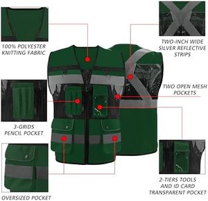 Gilet de sécurité réfléchissant haute visibilité personnalisé, gilet de travail pour la construction et la circulation, gilet de sécurité extérieur réfléchissant conforme aux normes ANSI - Product Image 3