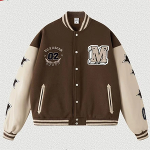 Custom Vintage Patchwork Varsity Jacket OEM Waterproof <b>Reversible</b> Embroidered Letterman Jacket Unisex Baseball Bomber <b>Coat</b> - Product Image 5