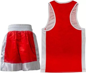 Conjunto de Pantalones Cortos Rojos de Cintura Alta y Camiseta sin Mangas para Boxeo, Ropa Deportiva Transpirable de Poliéster para Entrenamiento, Unisex - Product Image 2