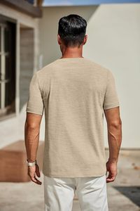 Camiseta con cuello en V para hombre, de algodón de primera calidad, informal, de manga corta, ajustada, transpirable, ligera, de tela suave, para uso diario, ropa básica de moda - Product Image 5