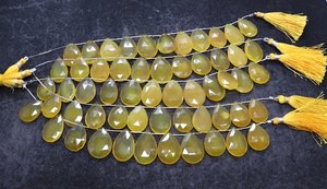 ลูกปัดแคลเซโดนีสีเหลืองธรรมชาติทรงลูกแพร์เจียระไนขนาด 16x22 ถึง 18x25 มม. ลูกปัดแคลเซโดนีทรงลูกแพร์เจียระไนสำหรับทำเครื่องประดับ - Product Image 4