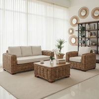 Fauteuil en rotin tressé de luxe, chaise de salle à manger moderne en osier tropical, coussin confortable et moelleux, écologique, pour appartement
