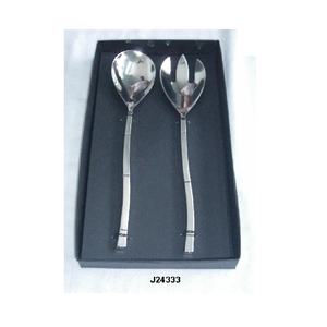 Ensemble de service à salade en acier poli miroir 2pcs vaisselle de style rectangulaire pour le dîner ustensiles de cuisine - Product Image 2