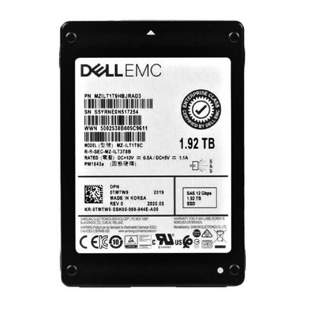 Enterprise Grade SSD for Samsung PM1643A MZ-ILT1T9C MZILT1T9HBJRAD3 0TMTW9/TMTW9 1.92TB SFF 12Gbps SAS SSD