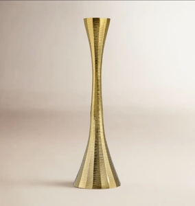 Support de bougie conique en laiton fait main, doré texturé, pour bougie pilier, décoration de luxe pour la maison, centre de table de mariage, accent décoratif - Product Image 2