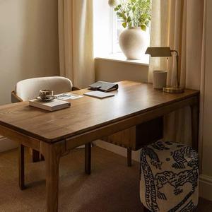 Solid Wood Foldable Modern Office Desk with 2 Drawers Eco-Friendly Home Furniture <b>for</b> Living Room & Office Building - Product Image 2