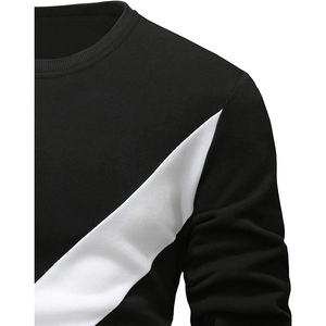 Sweat-shirt tricoté à col rond pour homme, coupe ajustée, color block, décontracté, manches longues, design à rayures diagonales noir et blanc, collection automne - Product Image 6