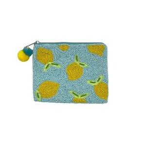 Porte-monnaie en coton perlé Crystal Craft Glam avec pompon et fermeture éclair, mini format, doublure en polyester faite à la main, style bohème pour filles - Product Image 6