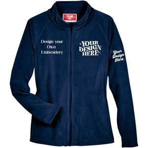 CUSTOM <b>Women's</b> Custom Embroidery Logo Texts Microfleece Zip <b>Jackets</b> <b>Summer</b> Fall Winter-for All Crystal Polyester/Cotton - Product Image 2