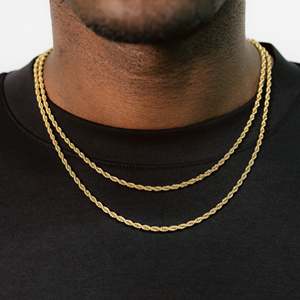 Men's 22k Gold Plated <b>Rope</b> <b>Chain</b> Necklace Hiphop Style Everyday Wear Gift Wedding - Product Image 1